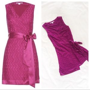 Diane von Furstenberg Lace Crochet Pink Wrap Dress
